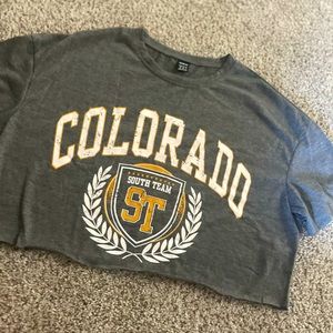 SHEIN Dark Gray Colorado Cropped tee